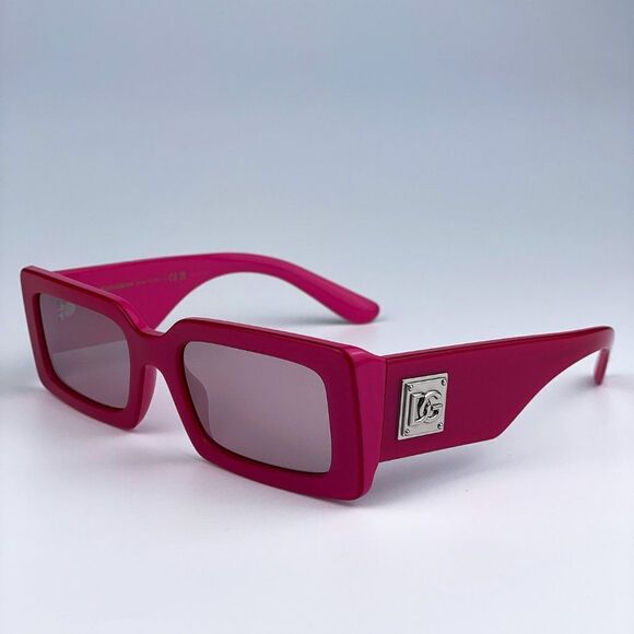 NEW D&G DG4416 33794Z Metallic Pink Mirror Silver Rectangle Women Sunglasses - Picture 5 of 12